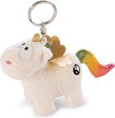 sleutelhanger Unicorn Yang 9 x 10 cm polyester wit/goud