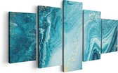 Artaza Canvas Schilderij Vijfluik Abstracte Kunst Blauwe Oceaan - 100x50 - Foto Op Canvas - Canvas Print
