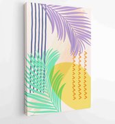 Canvas schilderij - Summer tropical wall arts vector. Palm leaves, coconut leaf, monstera leaf, line arts 3 -    – 1922500778 - 115*75 Vertical