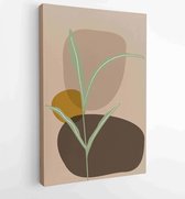 Canvas schilderij - Earth tone boho foliage line art drawing with abstract shape. Abstract Plant Art design for print, cover, wallpaper, Minimal and natural wall art. 2 -    – 1839