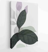 Canvas schilderij - Botanical wall art vector set. Earth tone boho foliage line art drawing with abstract shape. 1 -    – 1843215856 - 115*75 Vertical