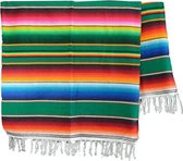 Mexicaanse Deken - Plaid - Serape - Gerecycled Acryl - 210 x 150 - Groen - BBXZZ0green3