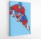 Canvas schilderij - Ice hockey player at rink. Vector sports illustration, poster on a blue background. Eps 10 format   -  1332926861 - 50*40 Vertical