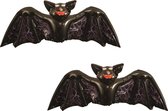 Set de 2x chauves-souris effrayantes d'horreur gonflables noires 130 cm - Grandes fausses chauves-souris - Décoration/accessoires thème Halloween