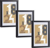 3x stuks houten fotolijst zwart geschikt voor een foto van 18 x 24 cm of 21 x 30 cm