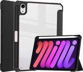 Case2go - Tablet hoes geschikt voor iPad Mini 6 (2021) - 8.3 Inch - Transparante Case - Tri-fold Back Cover - Zwart