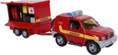 Duitse brandweer met aanhangwagen diecast 25 cm rood