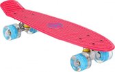 skateboard met ledverlichting 55,5 cm roze/blauw