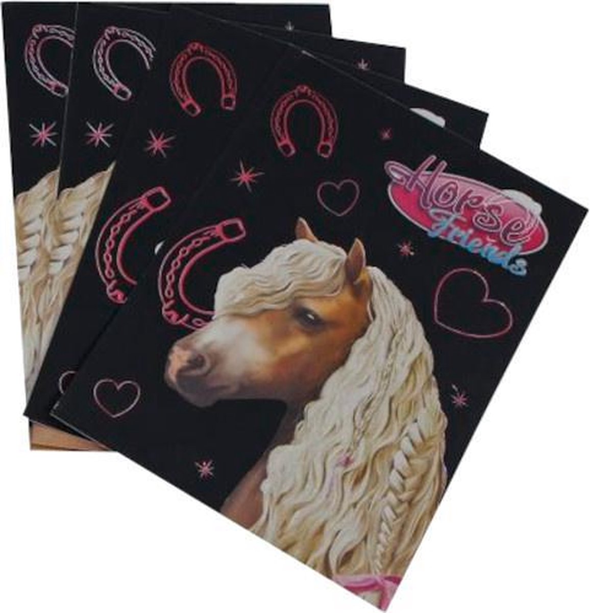 Afbeelding van product Horse Friends  kraskaarten meisjes karton zwart/roze 19-delig