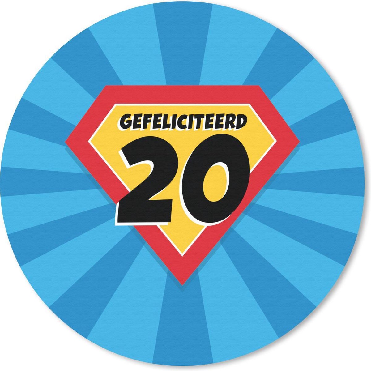 Muismat rond 50x50 cm - Mousepad Feest - 20 jaar - Superheldencape - Ronde muismatten