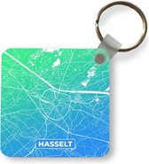 Sleutelhanger - Uitdeelcadeautjes - Stadskaart - België - Hasselt - Blauw - Plastic