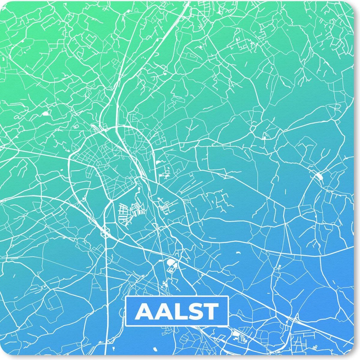 Muismat 20x20 cm - Mousepad Stadskaart - Aalst - Blauw - België - Muismatten