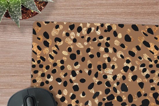 Bureau onderlegger 60x40 cm - Muismat Dierenprint - Luipaard - Goud - Bruin - Bureaulegger xl - Desk mat beschermer - Computer muismatten