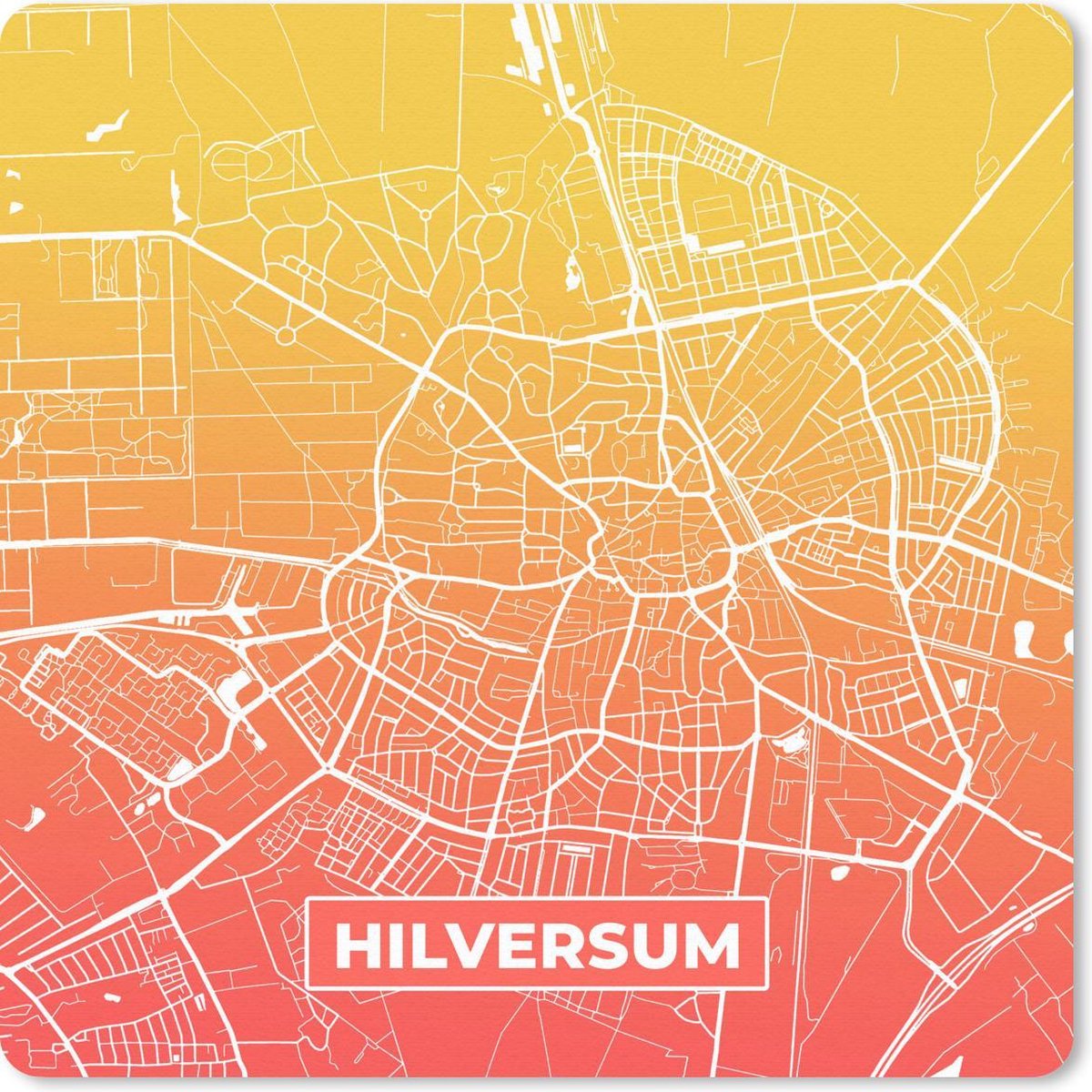 Muismat 30x30 cm - Mousepad Stadskaart - Hilversum - Nederland - Geel - Muismatten