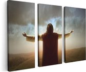 Artaza Canvas Schilderij Drieluik Jezus Christus aan het Bidden bij Zonsopgang - 120x80 - Foto Op Canvas - Canvas Print