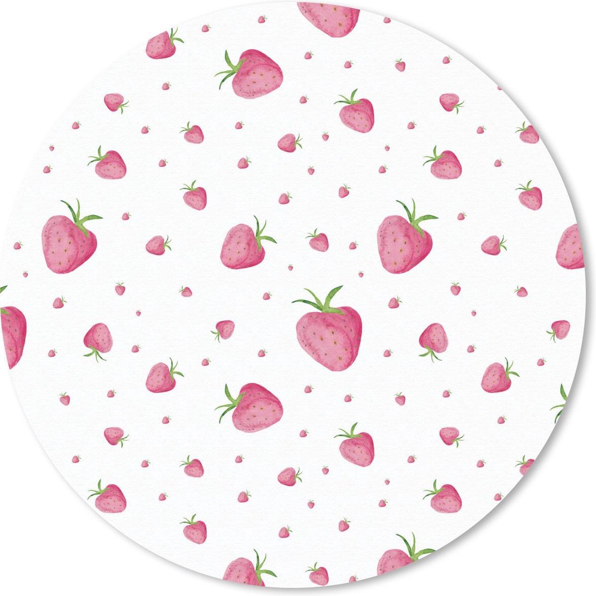 Muismat rond 20x20 cm - Mousepad Aardbei - Waterverf - Sjablonen - Ronde muismatten