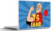 Laptop sticker - 11.6 inch - Man - 75 Jaar verjaardag - Blauw - 30x21cm - Laptopstickers - Laptop skin - Cover