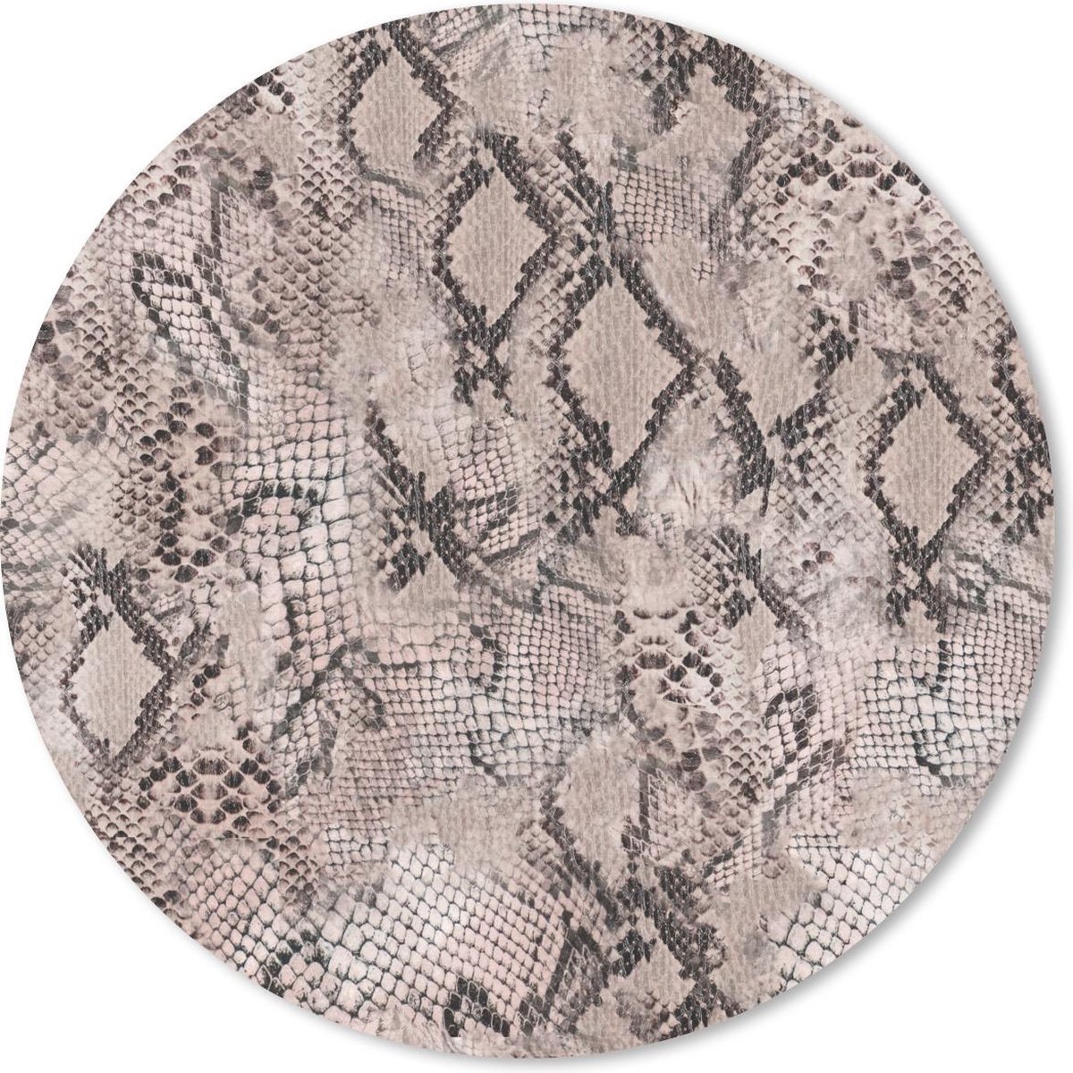 Muismat rond 40x40 cm - Mousepad Dierenhuid - Slang - Schubben - Grijs - Ronde muismatten