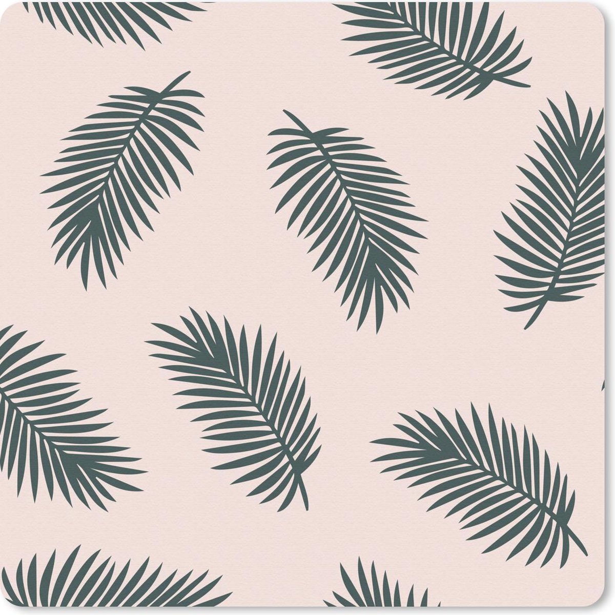 Muismat 30x30 cm - Mousepad Zomer - Palmbladeren - Pastel - Muismatten