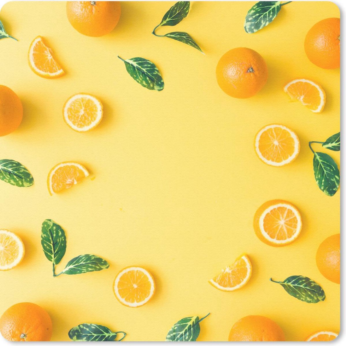 Muismat 30x30 cm - Mousepad Sinaasappel - Fruit - Geel - Muismatten