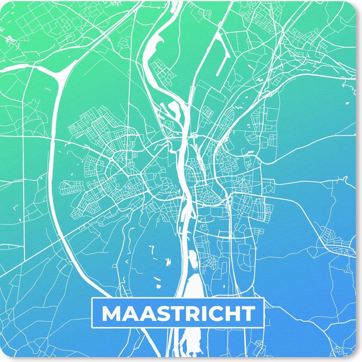 Muismat 30x30 cm - Mousepad Stadskaart - Maastricht - Blauw - Muismatten