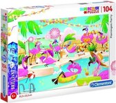 legpuzzel Flamingos Party junior karton 104 stukjes