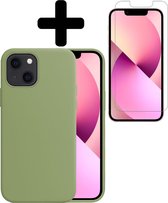 iPhone 13 Hoesje Case Siliconen Met Screenprotector - iPhone 13 Case Hoesje Hoes Met Screenprotector - Groen