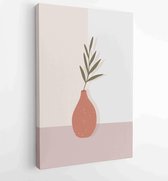 Canvas schilderij - Foliage line art drawing with abstract shape. Abstract Plant Art design for print, cover, wallpaper, Minimal and natural wall art. 4 -    – 1820781866 - 40-30 V
