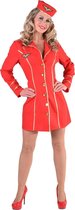 Magic By Freddy's - Stewardess Kostuum - Rood Burger Luchtvaart Stewardess - Vrouw - rood - Medium - Carnavalskleding - Verkleedkleding