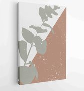Canvas schilderij - Foliage line art drawing with abstract shape. Abstract Eucalyptus and Art design for print, cover, wallpaper, Minimal and natural wall art.  4 -    – 1823785556