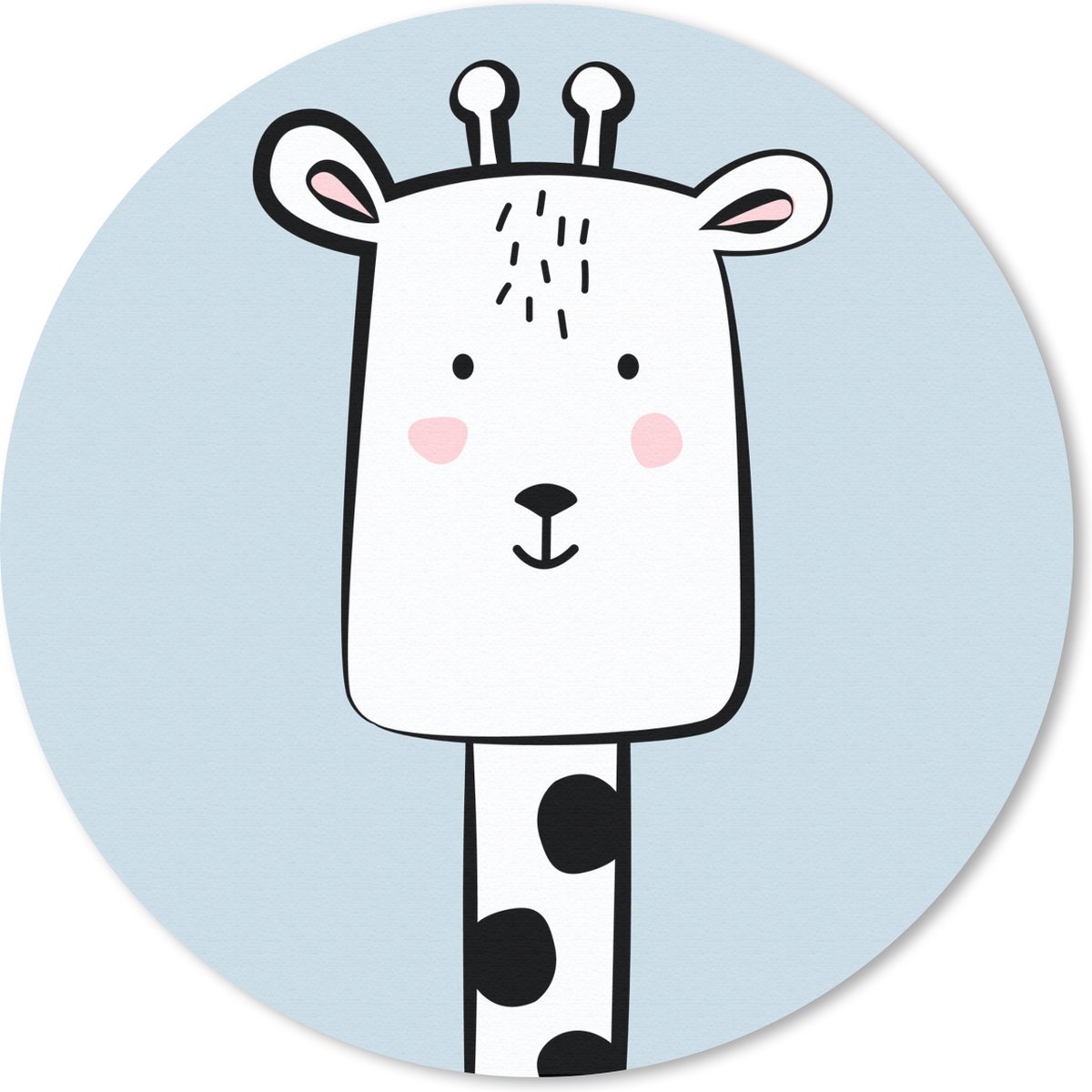 Muismat rond 50x50 cm - Mousepad Giraffe - Kinderen - Blauw - Ronde muismatten
