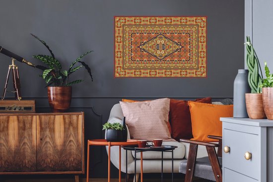 Stickers muraux - Tapis Persan - Tapis - Jaune - Rouge - 90x60 cm - Film Adhésif