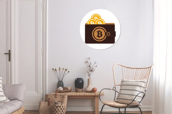 Wall Circle - Wall Circle Inside - Portefeuille Bitcoin - 60x60 cm - Décoration murale - Peintures Ronds