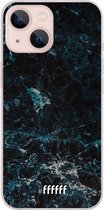 6F hoesje - geschikt voor iPhone 13 Mini -  Transparant TPU Case - Dark Blue Marble #ffffff
