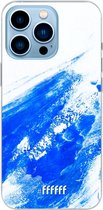 6F hoesje - geschikt voor iPhone 13 Pro Max - Transparant TPU Case - Blue Brush Stroke #ffffff