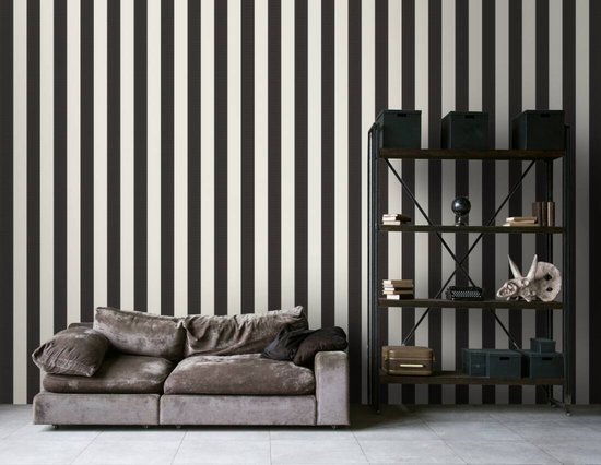 AS Creation Karl Lagerfeld - Papier peint Stripes - Design "Stripes" - noir et blanc - 1005 x 53 cm