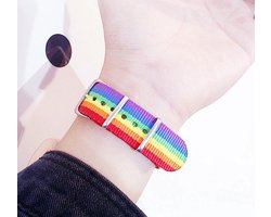 GoedeDoelen.Shop | Nylon Belt Bracelet Rainbow - Love is Love LGBTQ | Armband | Polsmaat t/m 25 cm | LGBTQ | Pride | Statement Armband | Love Is Love | Pride Sieraad | LGBTQ Sieraad | Cadeautje | Wellness-House