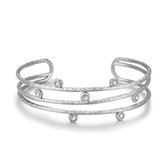 Twice As Nice Armband in edelstaal, open bangle, 3 rijen, zirkonia  19 cm