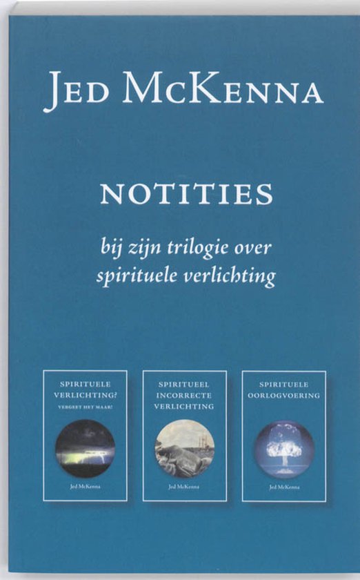 Boekomslag van 'Notities' van Jed McKenna, met drie cirkels die de trilogie over spirituele verlichting voorstellen.