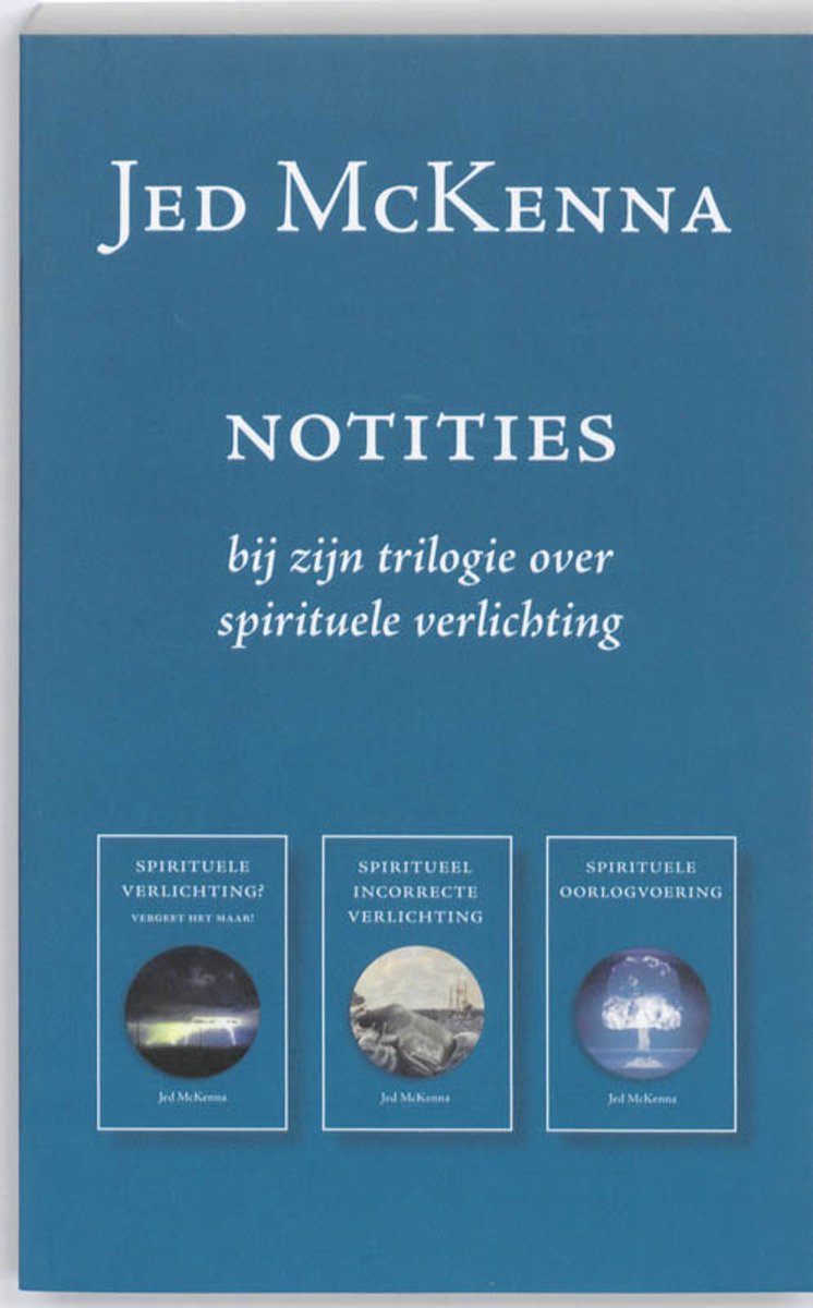 Boekomslag van 'Notities' van Jed McKenna, met drie cirkels die de trilogie over spirituele verlichting voorstellen.