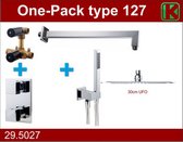 Bally One-Pack Type 127 Inbouw Doucheset Met Thermostaat Wandarm En Platte Hoofddouche Chroom (30cm Ufo)