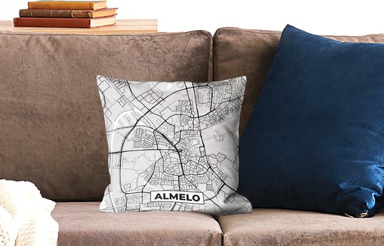 Sierkussen - City Map Almelo - Multicolore - 40 Cm X 40 Cm