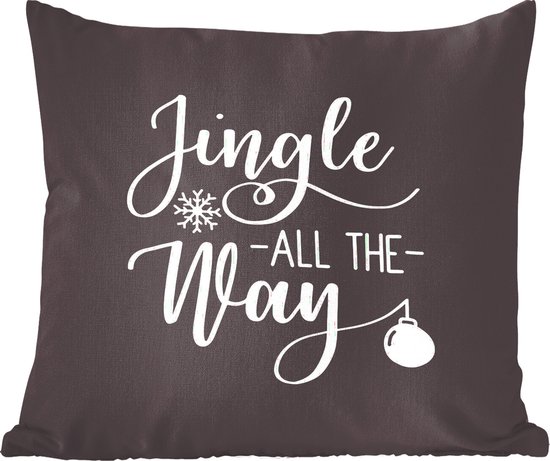 Sierkussens - Kussentjes Woonkamer - 40x40 cm - Kerst quote "Jingle all the way" op een zwarte achtergrond - Kerstversiering - Kerstdecoratie voor binnen - Woonkamer