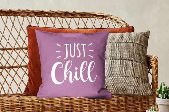 Sierkussen - Just Chill Sur Fond Violet - Multicolore - 45 Cm X 45 Cm