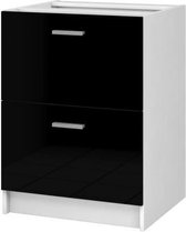 EXTRA - Keuken Kookpan L 60 cm 2 lades - Zwart gelakt