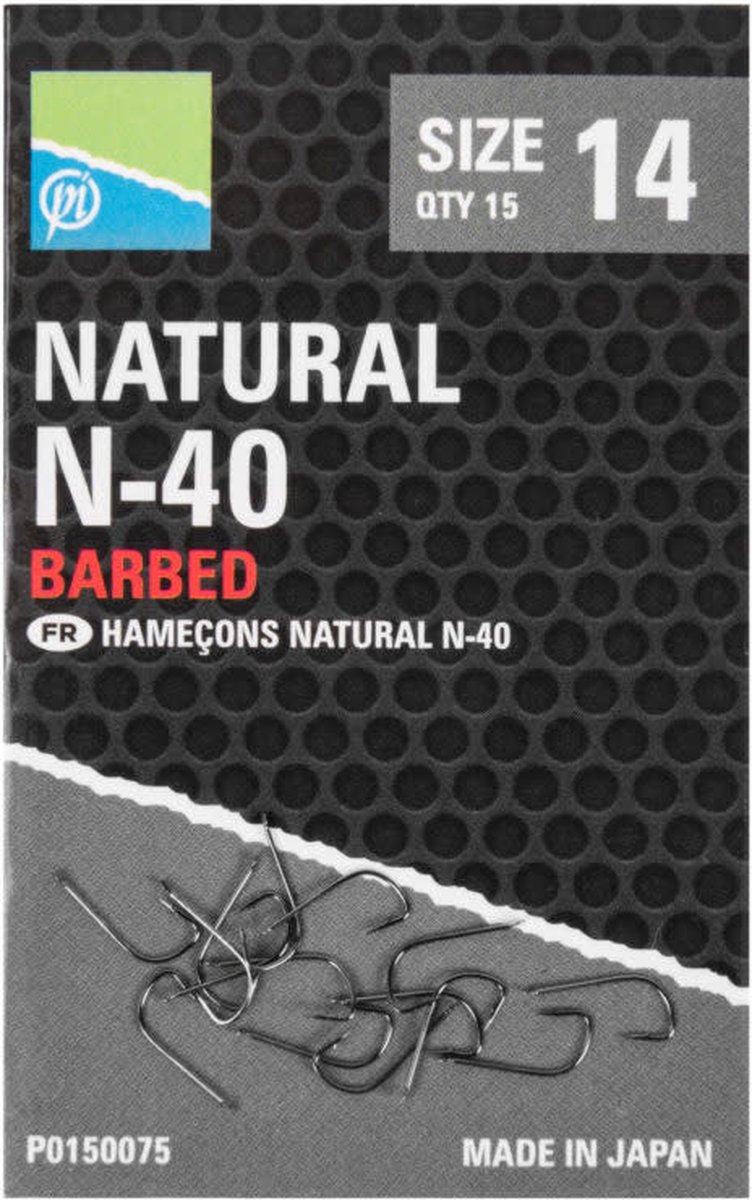 Preston Natural N-40 Barbed (15 pcs) - Maat : 20