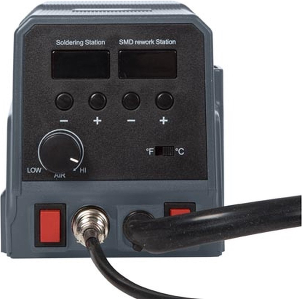 Velleman Soldeerstation, 2-in-1, voor SMD-componenten, multifunctioneel, 60 W + 300 W, temperatuurbereik 50-480 °C + 100-500 °C, grijs – foto 3