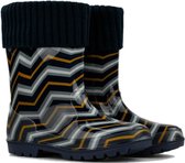 *gevoerd* regenlaarzen navy gestreept-38