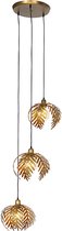 QAZQA botanica - Landelijke Hanglamp voor boven de eettafel | in eetkamer - 3 lichts - Ø 62 cm - Goud/messing - Woonkamer | Slaapkamer | Keuken