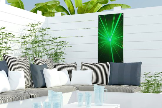 Poster de jardin Lueur verte d'une lumière laser - 30x60 cm - Toile jardin - Poster extérieur